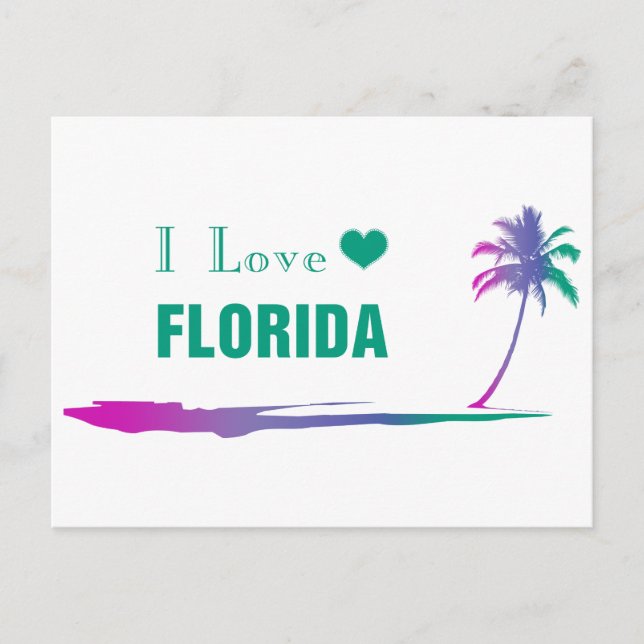 I Love Florida Colorful Green Postcard (Front)