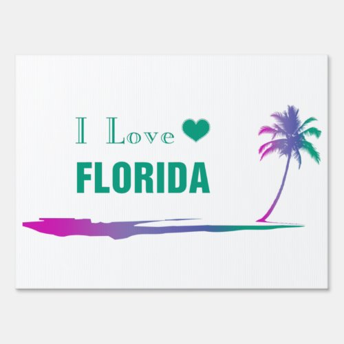 I Love Florida Colorful Green Sign