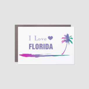 I Love Florida Colorful Purple Car Magnet
