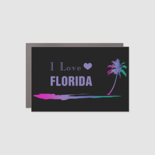I Love Florida Colorful Purple Car Magnet