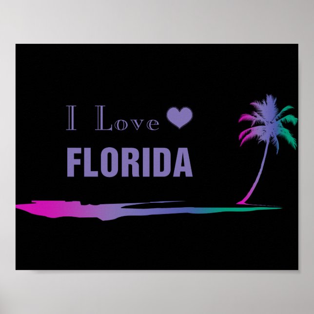 I Love Florida Colorful Purple Poster (Front)