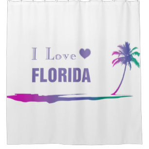 I Love Florida Colorful Purple Shower Curtain