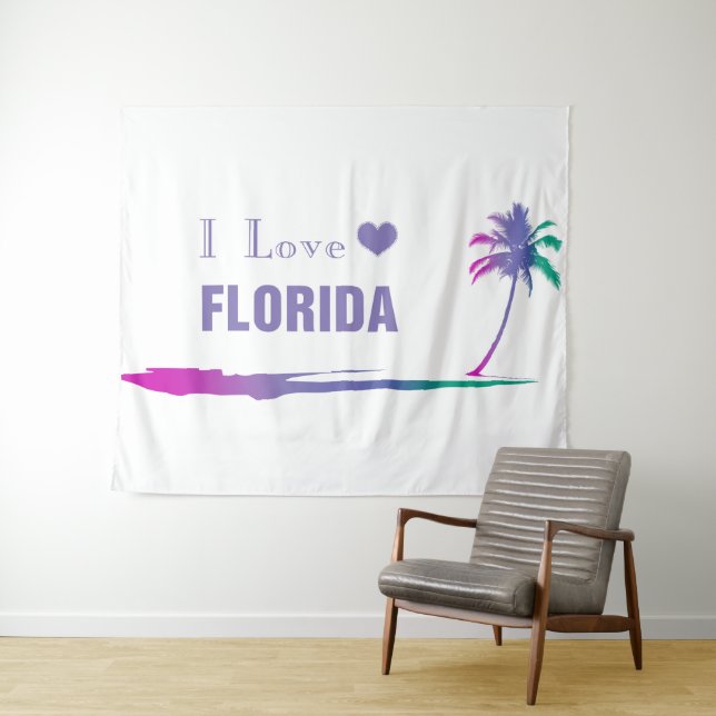 I Love Florida Colorful Purple Tapestry (In Situ (Horizontal))