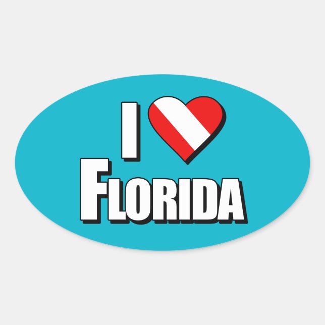 I Love Florida Diving Oval Sticker (Front)