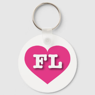 I love Florida - FL hot pink heart Keychain