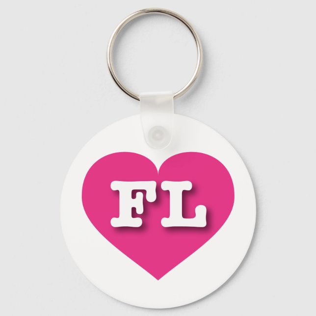 I love Florida - FL hot pink heart Keychain (Front)