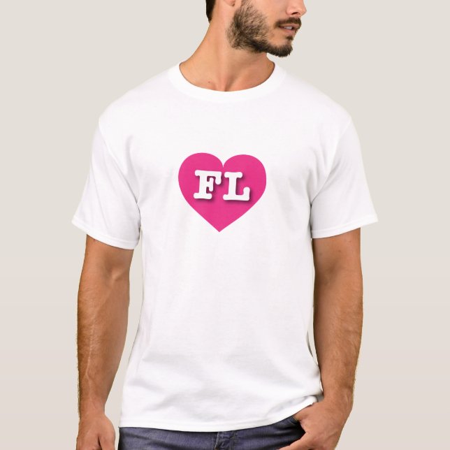 I love Florida - FL hot pink heart T-Shirt (Front)