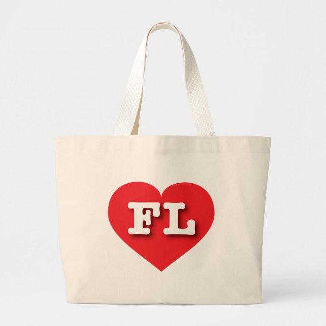 I love Florida - FL red heart Large Tote Bag (Front)