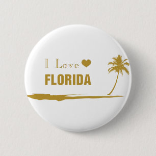 I Love Florida Gold Button