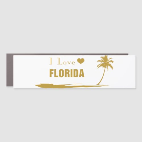I Love Florida Gold Car Magnet