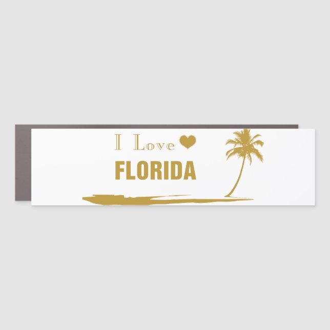 I Love Florida Gold Car Magnet (Front)