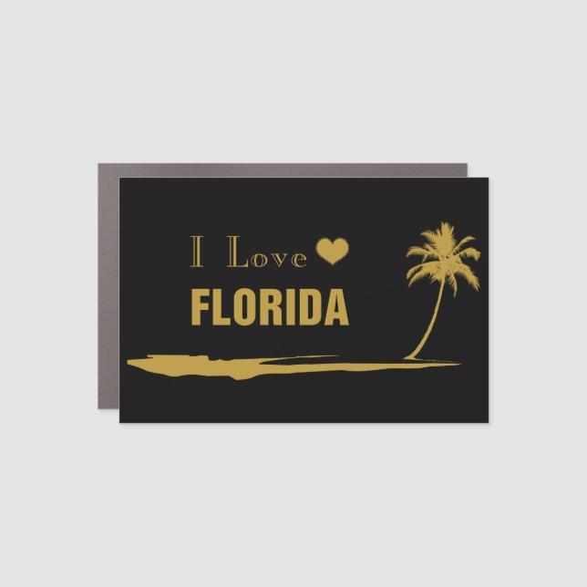 I Love Florida Gold Car Magnet (Front)
