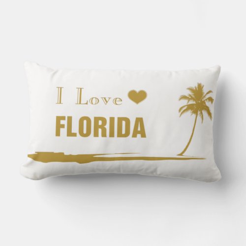 I Love Florida Gold Lumbar Pillow