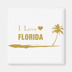I Love Florida Gold Magnet
