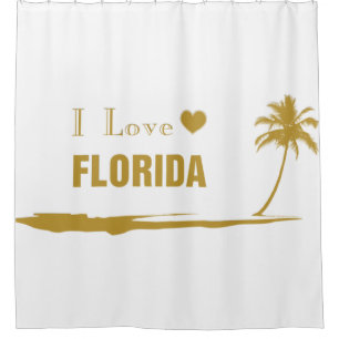 I Love Florida Gold Shower Curtain
