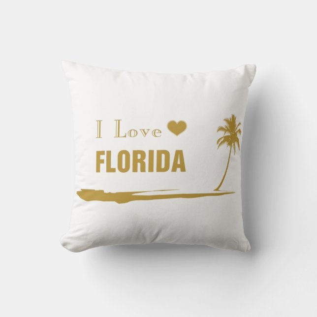 I Love Florida Gold Throw Pillow (Front)