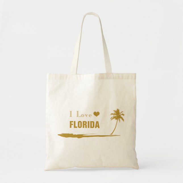 I Love Florida Gold Tote Bag (Front)