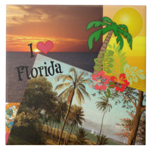 I Love Florida, Popular Tropical Design, Ceramic Tile