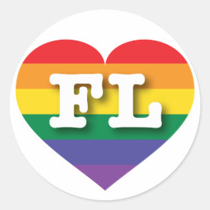 I Love Florida Rainbow Heart Classic Round Sticker
