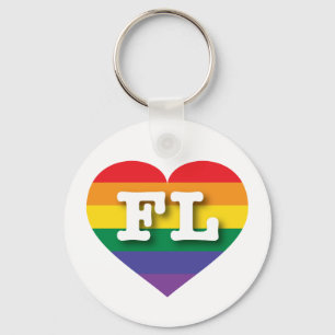 I Love Florida Rainbow Heart Keychain
