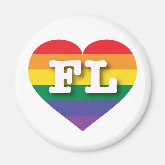 I Love Florida Rainbow Heart Magnet (Front)