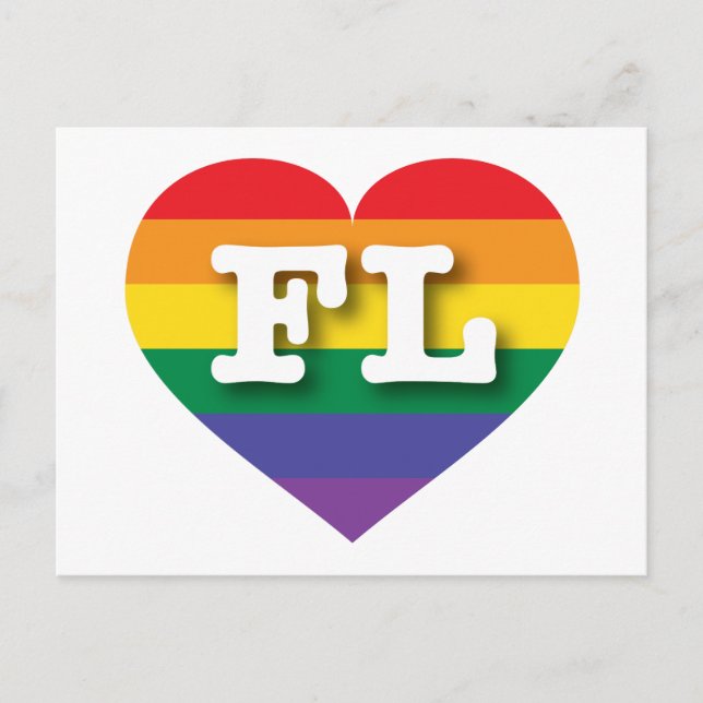 I Love Florida Rainbow Heart Postcard (Front)