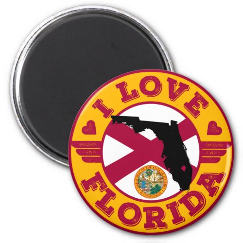I Love Florida State Map and Flag Magnet