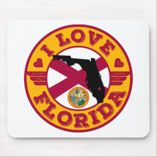 I Love Florida State Map and Flag Mouse Pad