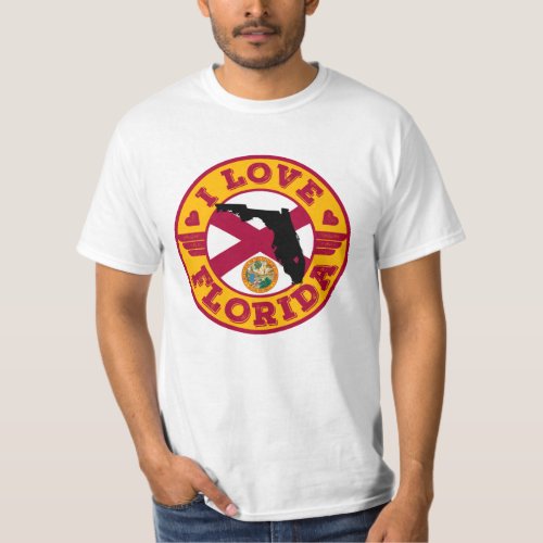 I Love Florida State Map and Flag T_Shirt