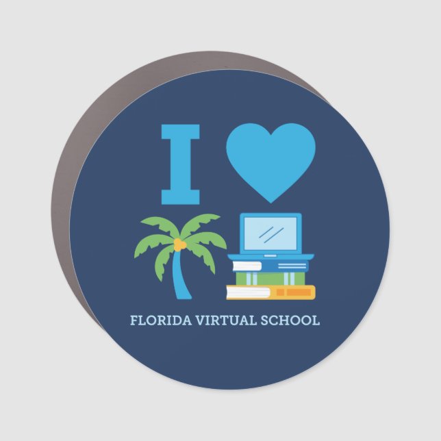 I Love Florida Virtual School, Navy Car Magnet (Front)