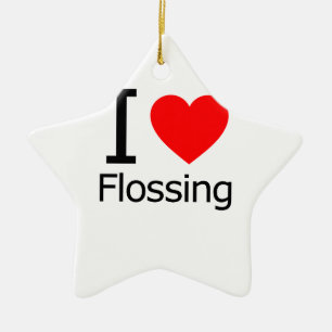 I Love Flossing Ceramic Ornament