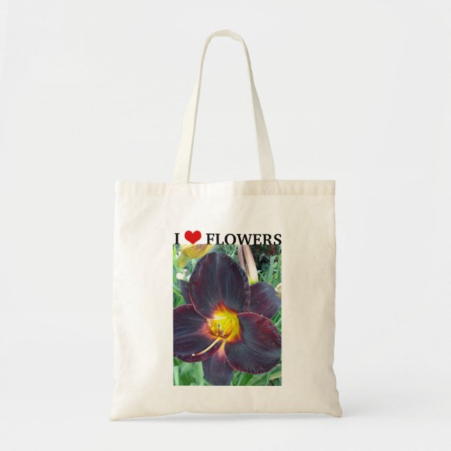 I Love Flowers Lily Tote Bag (Front)