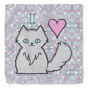 I Love Fluffy White Kitties Bandana