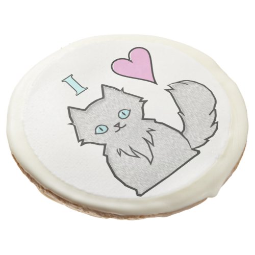 I Love Fluffy White Kitties Sugar Cookie