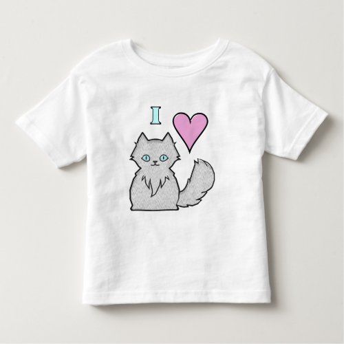 I Love Fluffy White Kitties Toddler T_shirt