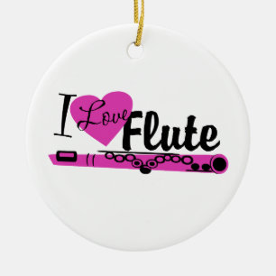 I Love Flute Marching Band Photo Ceramic Ornament