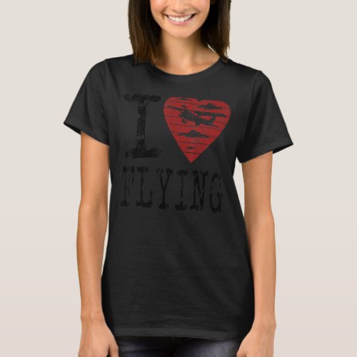 I Love Flying Awesome Airplane Heart Graphic Cool  T_Shirt