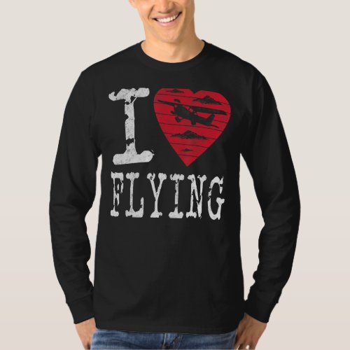 I Love Flying Awesome Airplane Heart Graphic Cool  T_Shirt