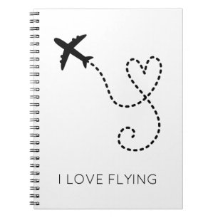 I Love Flying Heart Airplanes Pilot Flight Fun Notebook