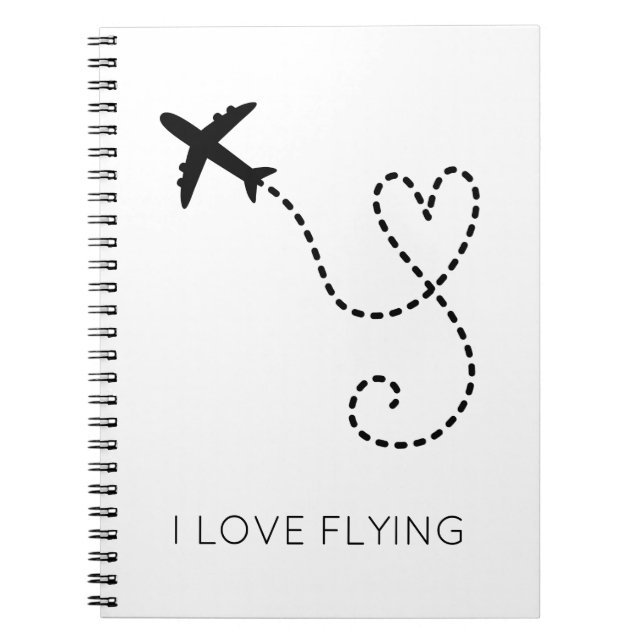I Love Flying Heart Airplanes Pilot Flight Fun  Notebook (Front)