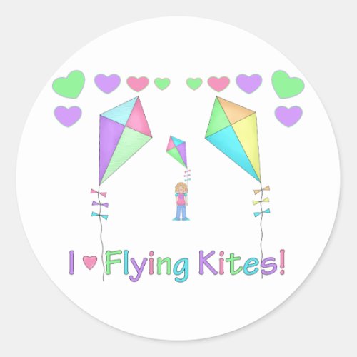 I Love Flying Kites Classic Round Sticker