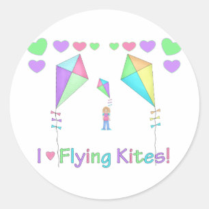 I Love Flying Kites Classic Round Sticker