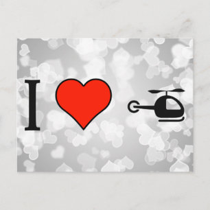 I Love Flying With Helicopter Postcard