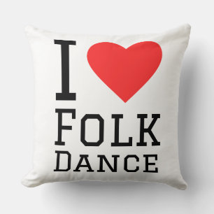 I love folk dance throw pillow