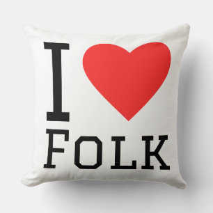 I love folk throw pillow
