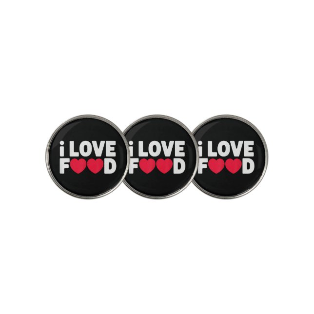 I Love Food Funny Foodie Gift for Men Golf Ball Marker (3 Up)