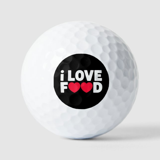 I Love Food Funny Foodie Gift for Men Golf Balls (Front)