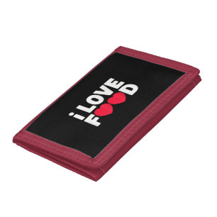 I Love Food Funny Foodie Gift for Men Tri-fold Wallet