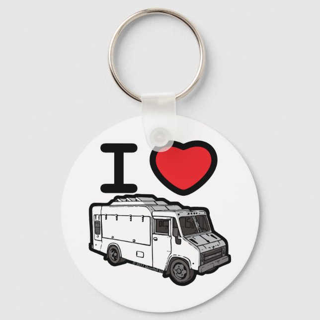 I Love Food Trucks! Keychain (Front)