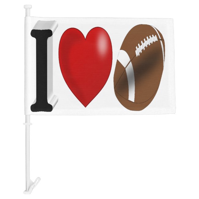 I Love Football 3D Car Flag